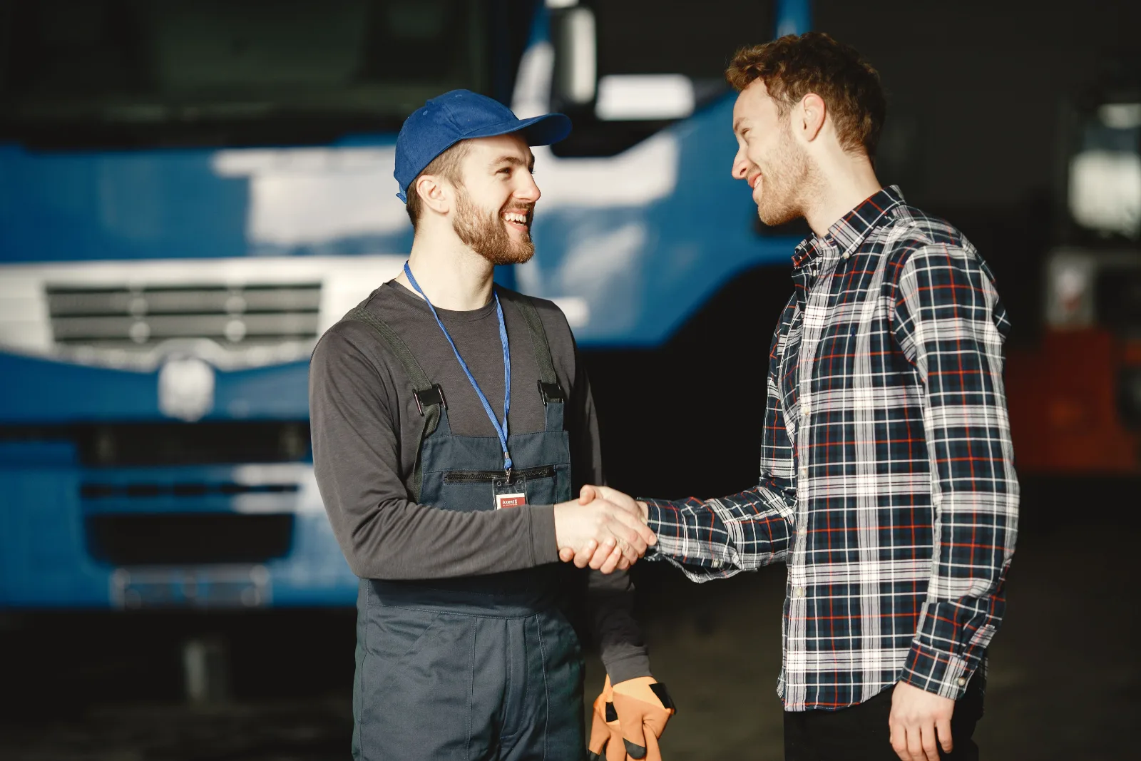 Fuel Doctor UK technician and driver shaking hands after an AdBlue contamination recovery
