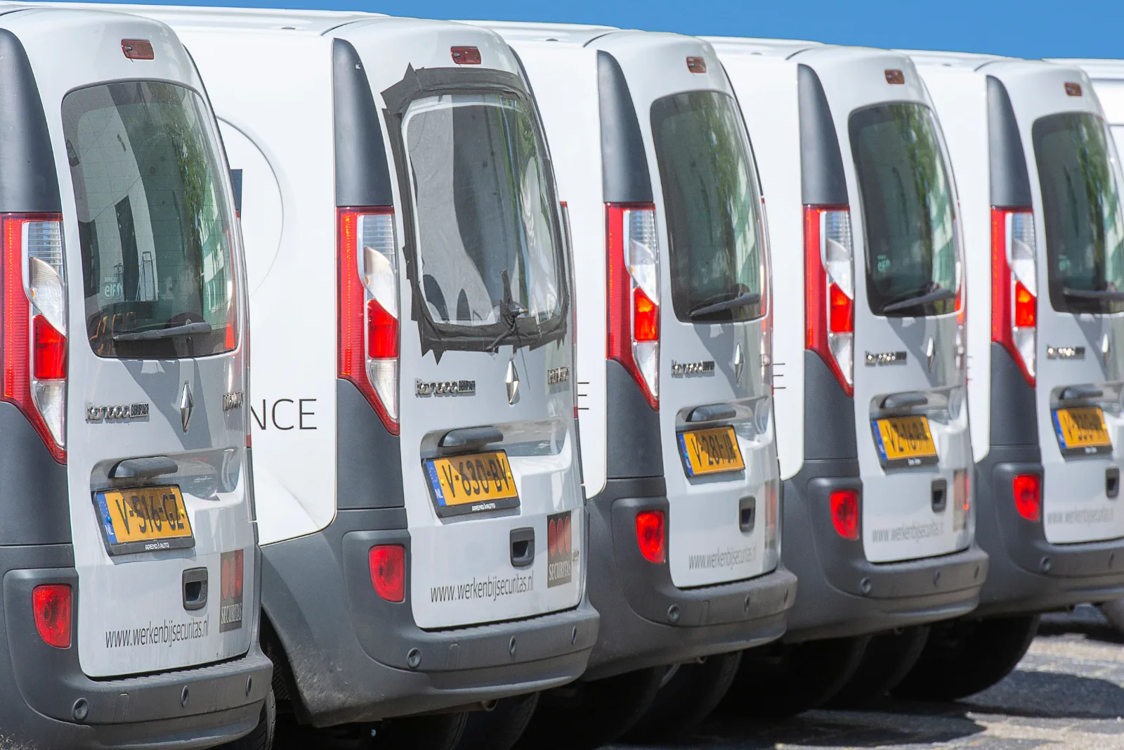 Fuel Doctor UK fleet callout - multiple company vans parked at a depot